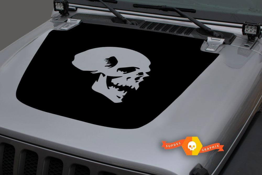 Adesivo in Vinile con Teschio per Cofano Jeep Wrangler JL/JLU e Gladiator JT