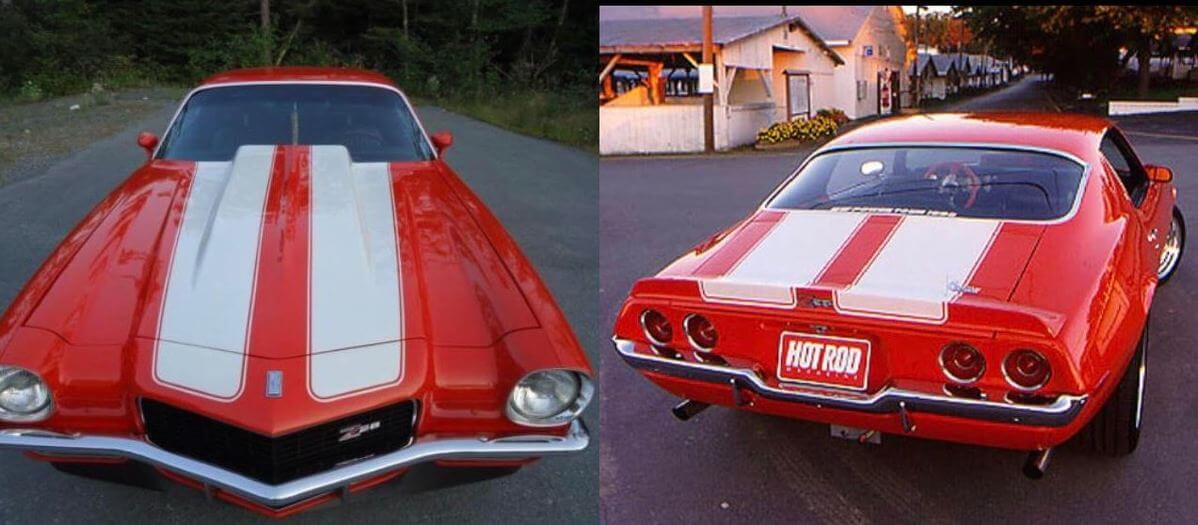 Kit adesivi in vinile strisce doppie per cofano e bagagliaio per Chevrolet Camaro Z28 1970-73