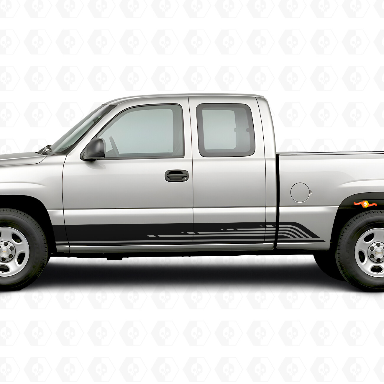 Strisce in Vinile Contorno Parallelo per Portiera e Battitacco per Chevrolet Silverado 1500 GMT800 1999-2007