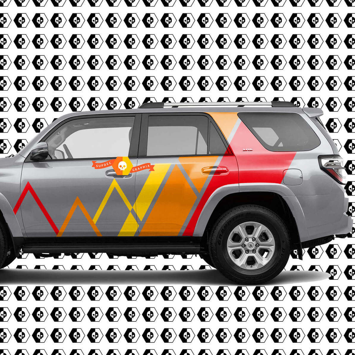 Toyota 4Runner Mountains Lines and Stripes Vintage Retro Color Decal Sticker Graphic Side Bed Bedside Body Kit per 4Runner 2013 - ora
