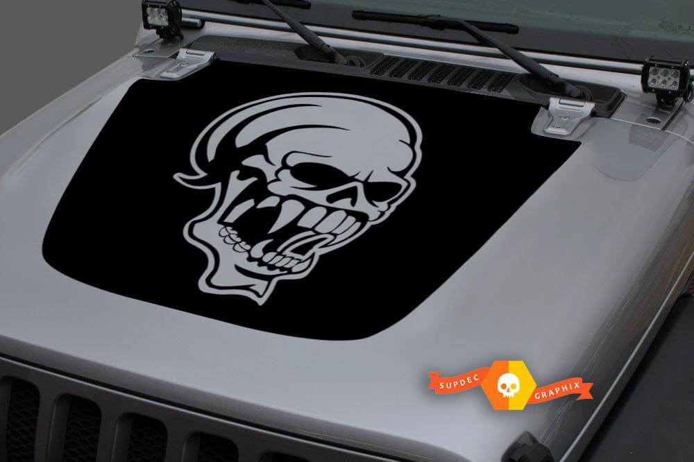 Adesivo in Vinile Blackout Teschio Vampiro per Cofano Jeep Wrangler e Gladiator