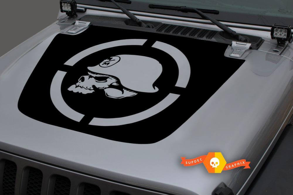 Adesivo in vinile Militay Skull Blackout per Jeep Wrangler e Gladiator