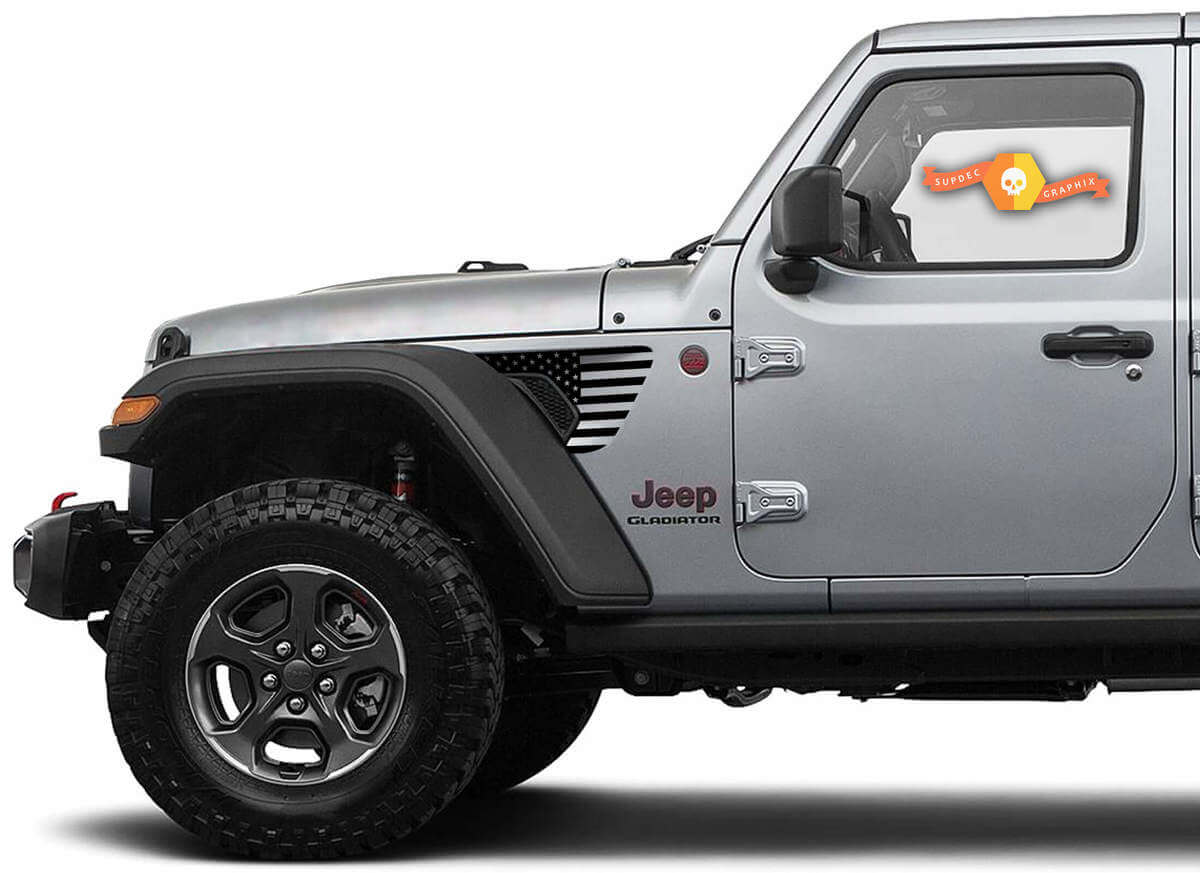 Kit Adesivi in Vinile con Ventola Parafango con Bandiera USA per Jeep Wrangler Gladiator Rubicon