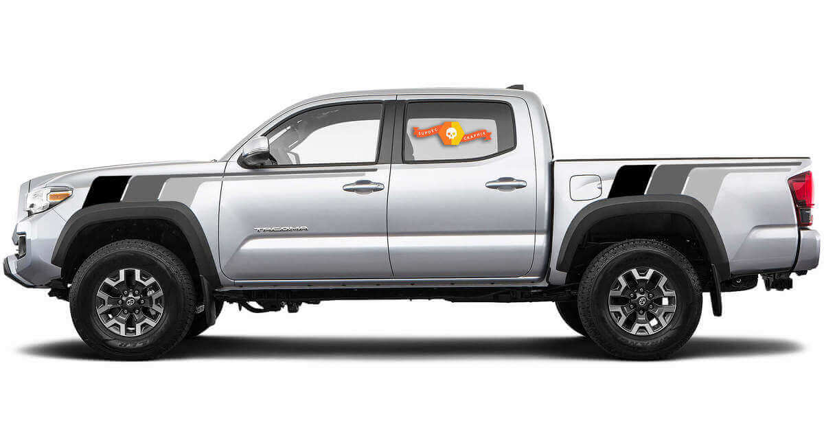 Adesivo Vinile Laterale a Strisce in Stile Monocromo Retrò per Toyota Tacoma