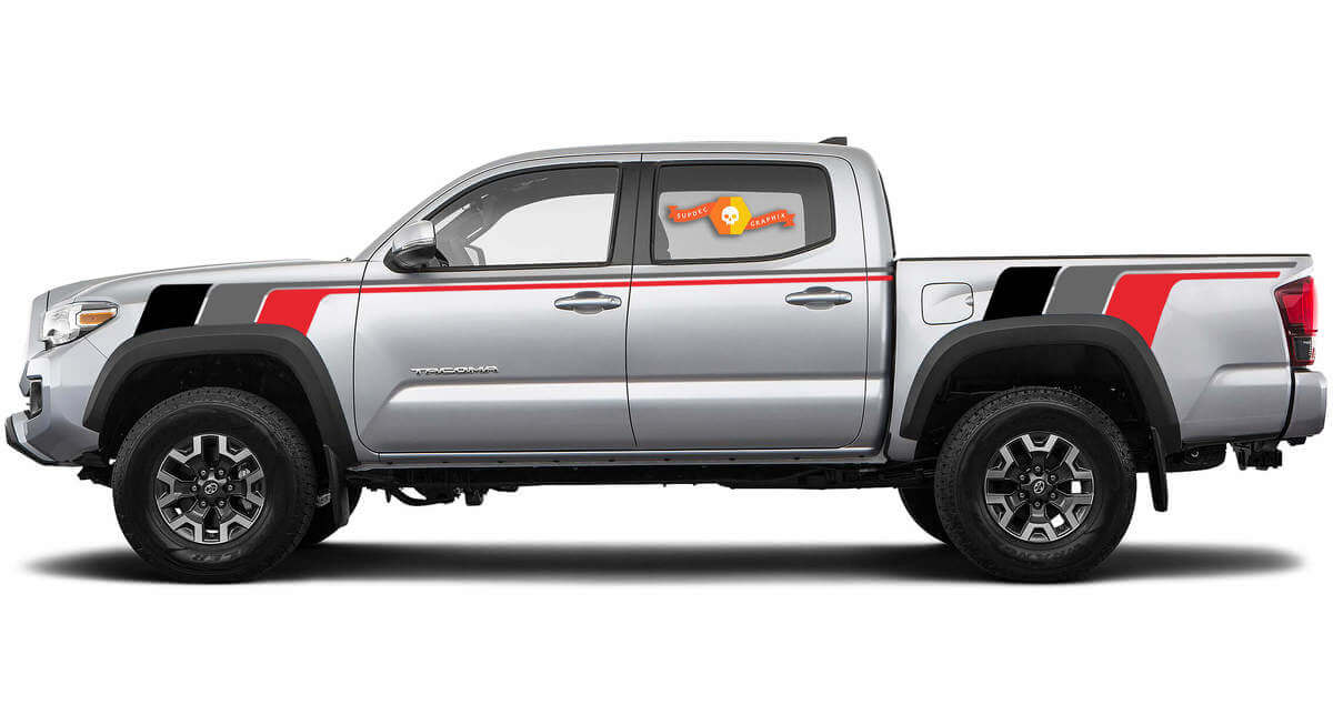 Adesivo laterale in vinile con strisce da corsa stile retrò per Toyota Tacoma
