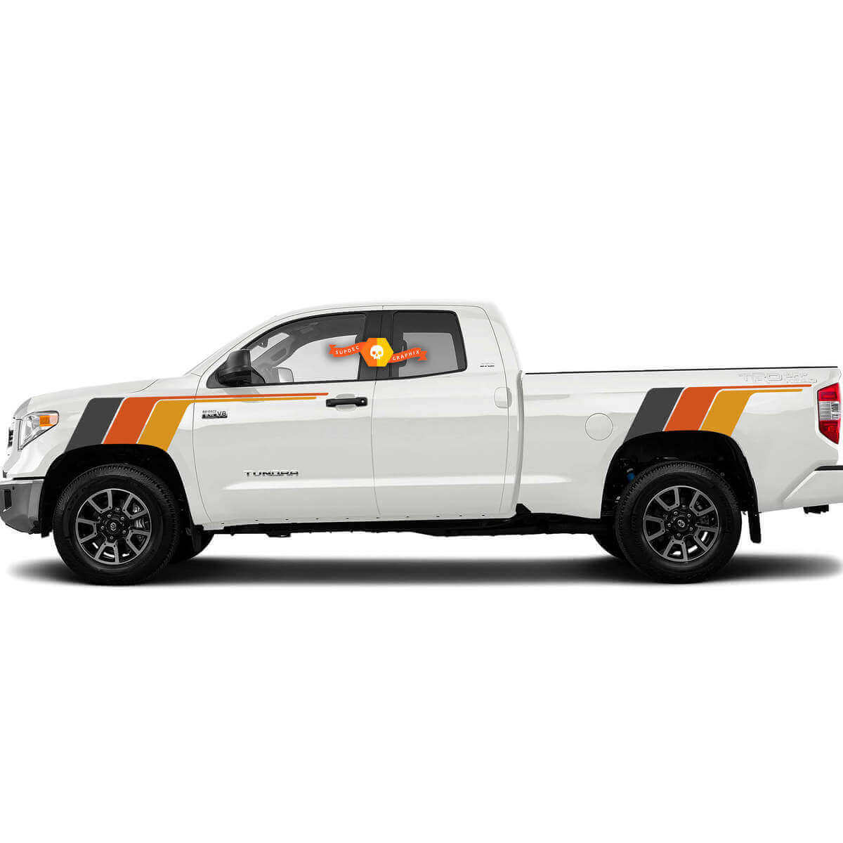 Kit di adesivi laterali in vinile con strisce in stile retrò per Toyota Tundra