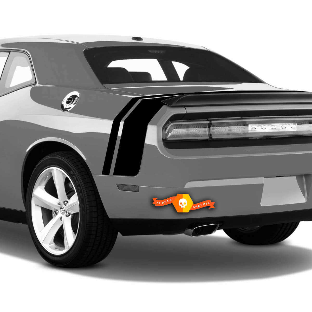 Adesivo in Vinile a Doppie Strisce Posteriore Laterale e Cofano Bagagliaio per Dodge Challenger
