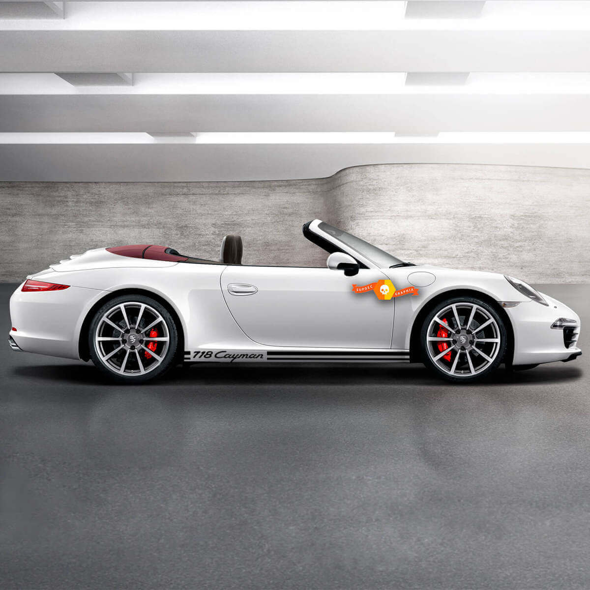 Adesivo Stripe Scritta Soglia Laterale Cayman Per Porsche 718 Cayman