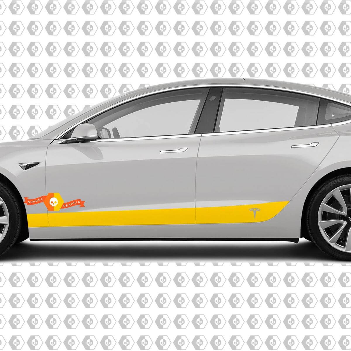 2 Custom TESLA modello 3 lato Rocker Panel body Vinyl Sticker Decal Logo Graphic
