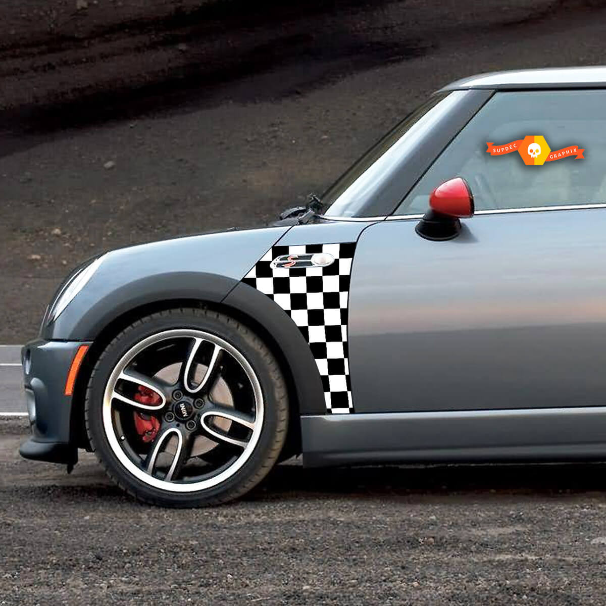 2002 2006 mini cooper checkmate un pannello adesivo per la grafica in vinile a scacchi

