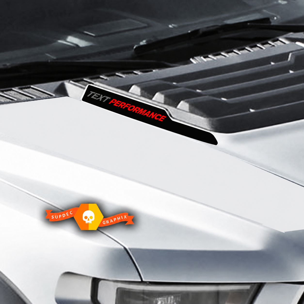 Adesivi in Vinile Personalizzati per Cofano con Prestazioni - 3 Colori per Musclecar, Truck, Power Truck, SVT