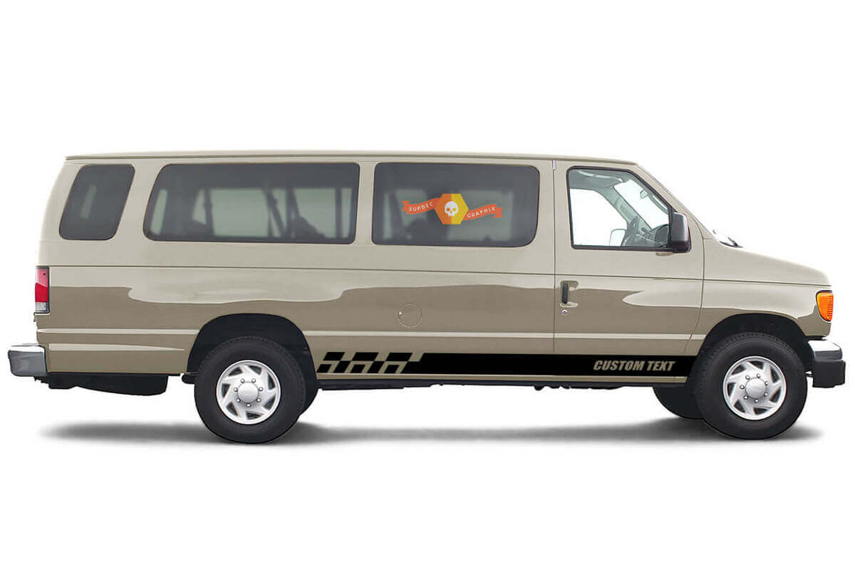 2x lato Ford E-Series Chassis Vinyl Stripes decalcomania del corpo decalcomania grafica in vinile adesivo Stile di testo personalizzato 4
