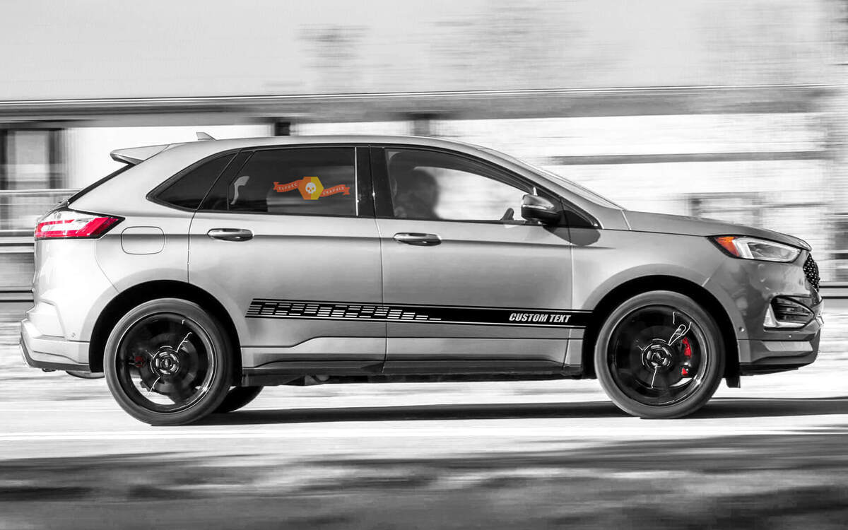 Strisce Forate con Testo Personalizzato Set di Adesivi Laterali in Vinile per Musclecar Edge