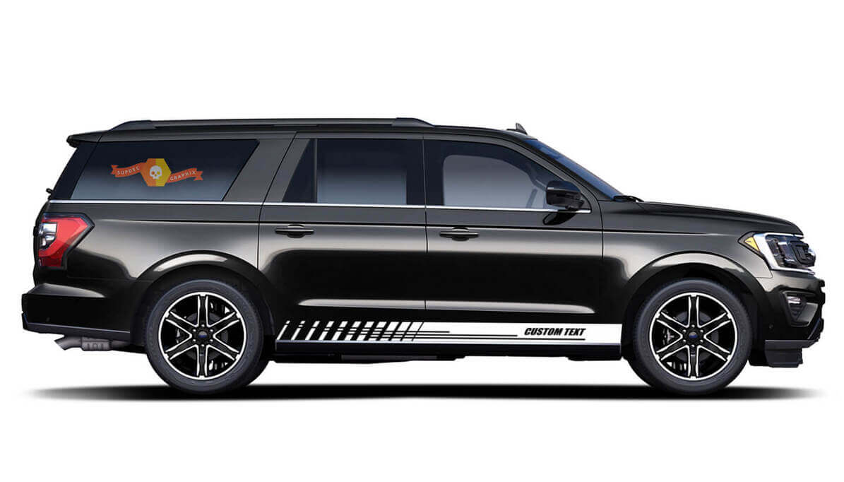 Strisce da Corsa con Testo Personalizzato Adesivo in Vinile per Il Pannello Laterale Rocker per Ford Expedition