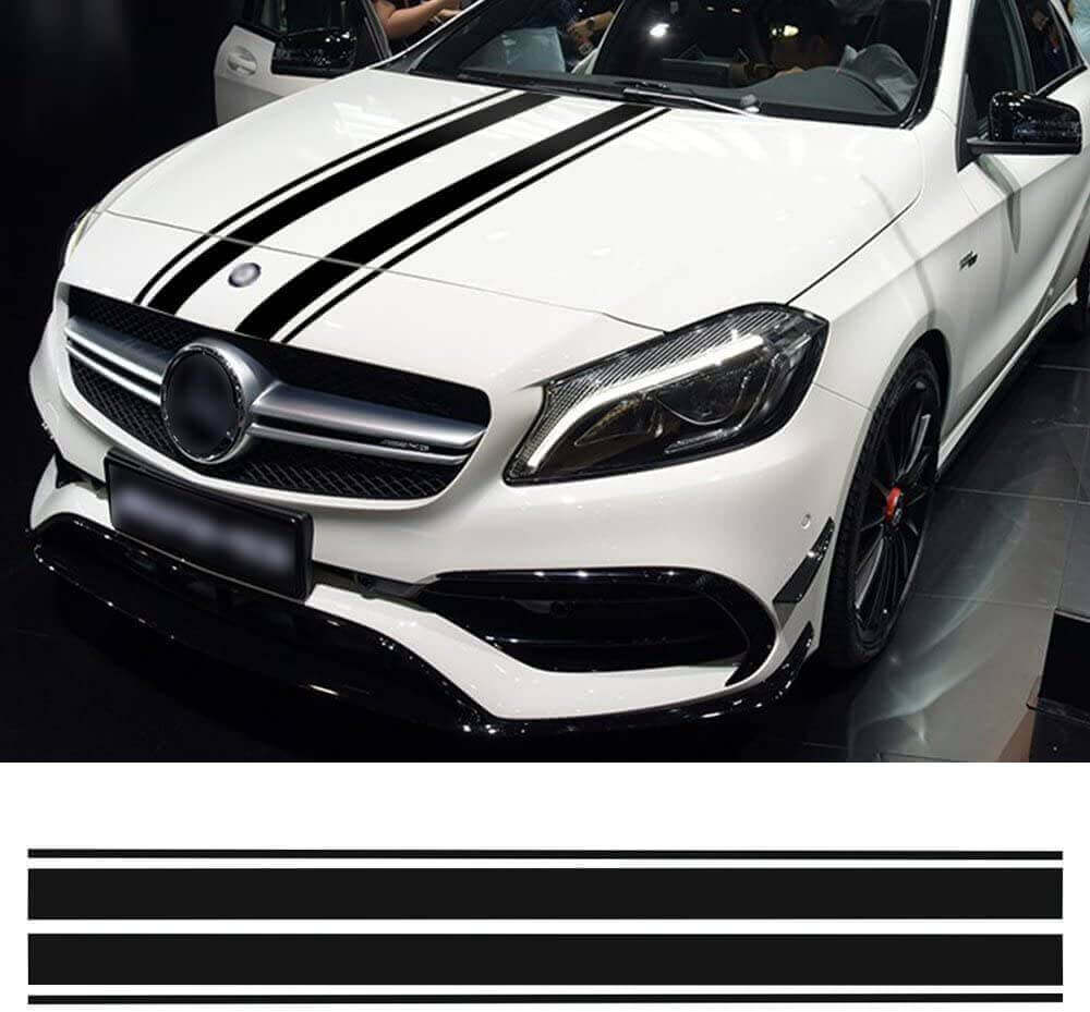 Adesivo in Vinile Doppia Striscia Centrale Cofano per Mercedes-Benz Classe A Classe C AMG