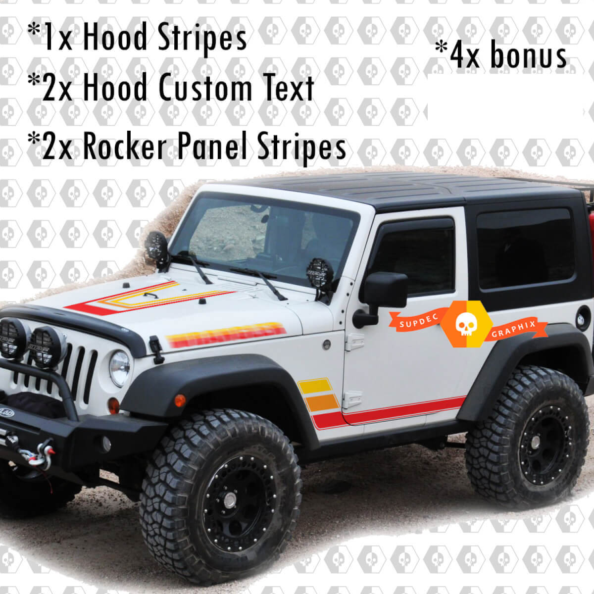 Retro Vintage Kit Hood Rocker Pannello decalcomanie Adesivi per Jeep Wrangler Rubicon Renegade JK 2 Porte
