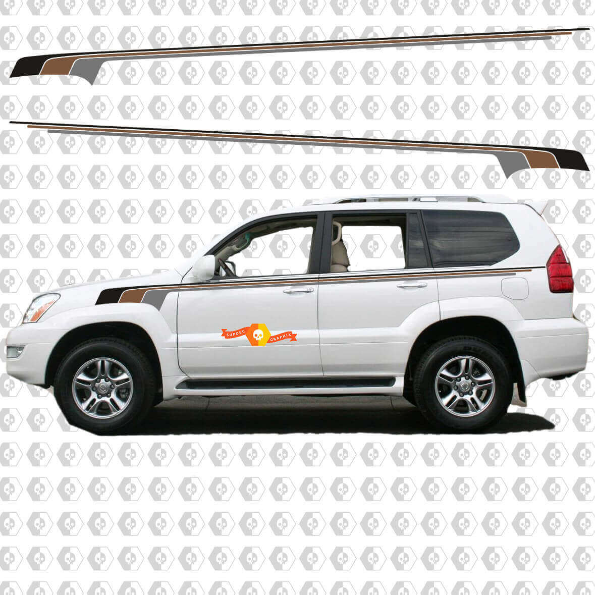 Adesivi Laterali in Vinile a Strisce Vintage Retrò per Lexus GX470