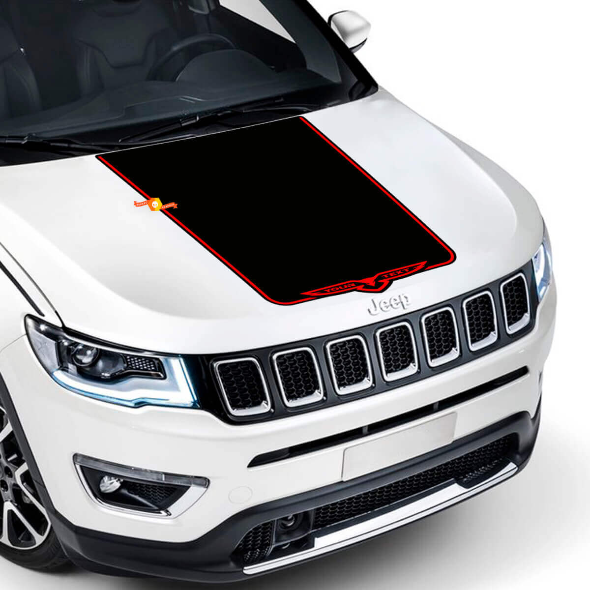 Adesivo in vinile personalizzato stile Hawk per cofano Jeep Compass Trailhawk 2017-2020