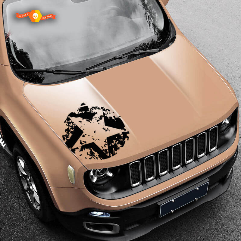 Adesivo in Vinile Grunge con Stella dell’Esercito in Stile Usurato per Jeep Renegade