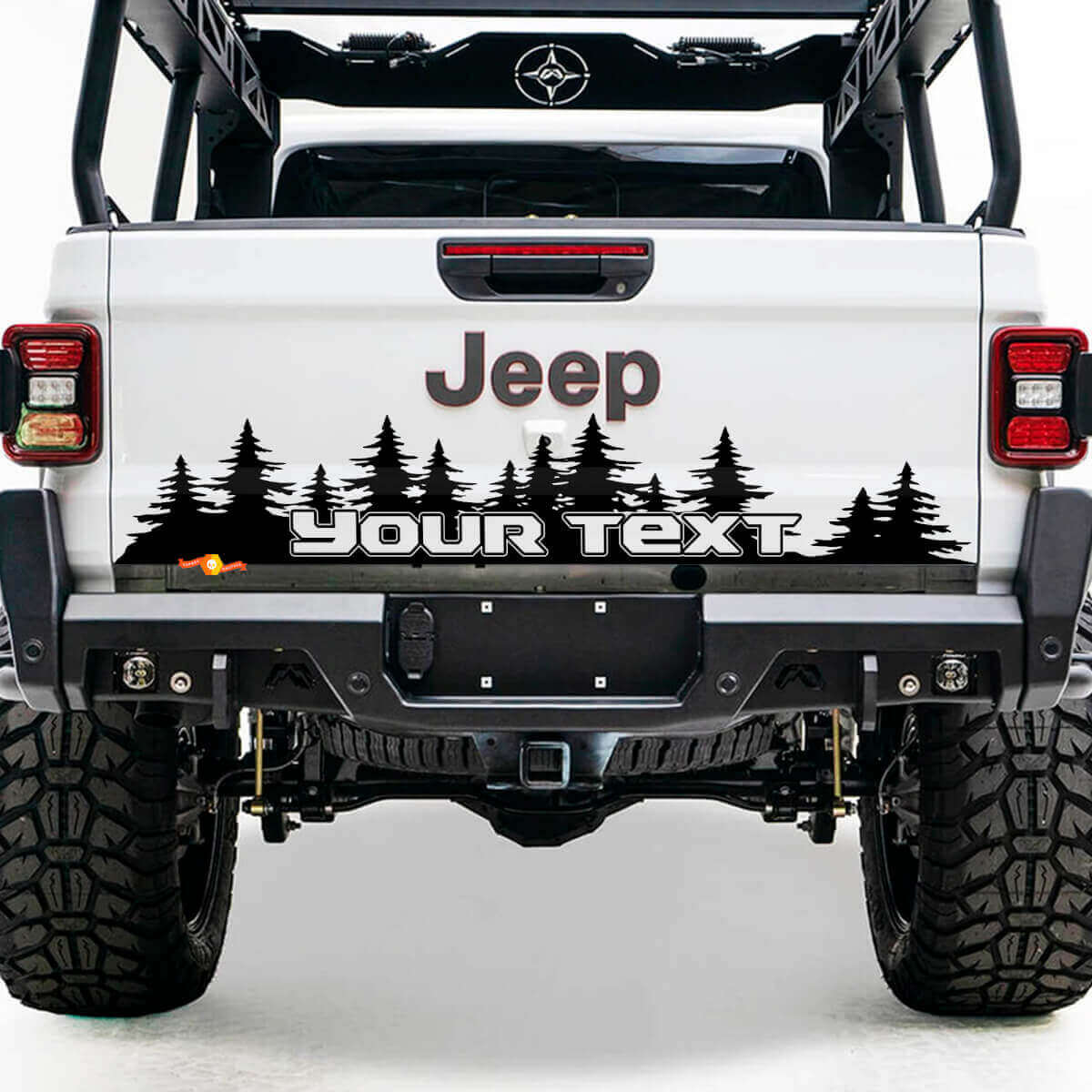 Adesivo in Vinile Personalizzato Alberi di Pino per il Portellone Jeep Gladiator