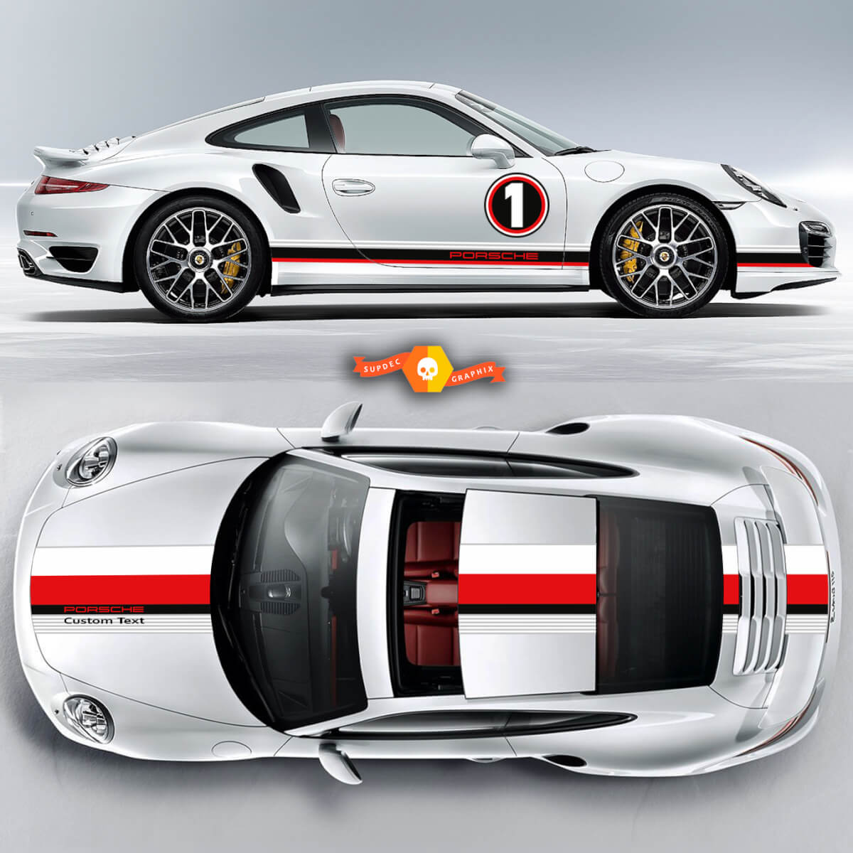 Incredibili doppie strisce sopra le migliori strisce da corsa di Le Mans Porsche per Carrera Cayman Boxster o qualsiasi Porsche
