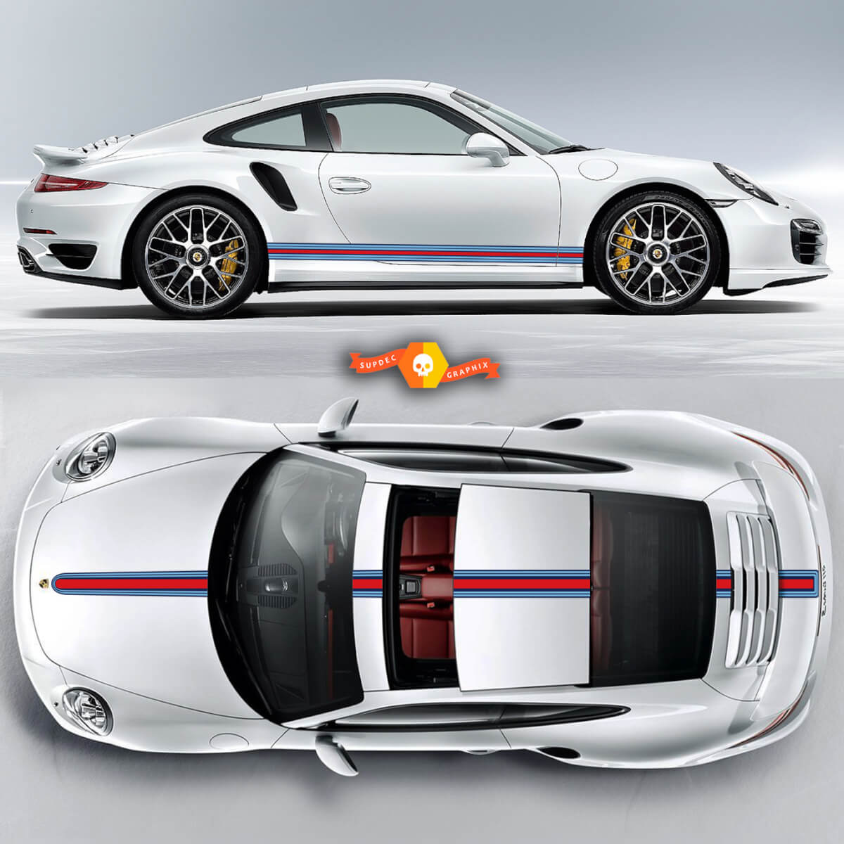 Strisce da corsa Porsche Martini per Carrera Cayman Boxster o qualsiasi kit completo Porsche n
