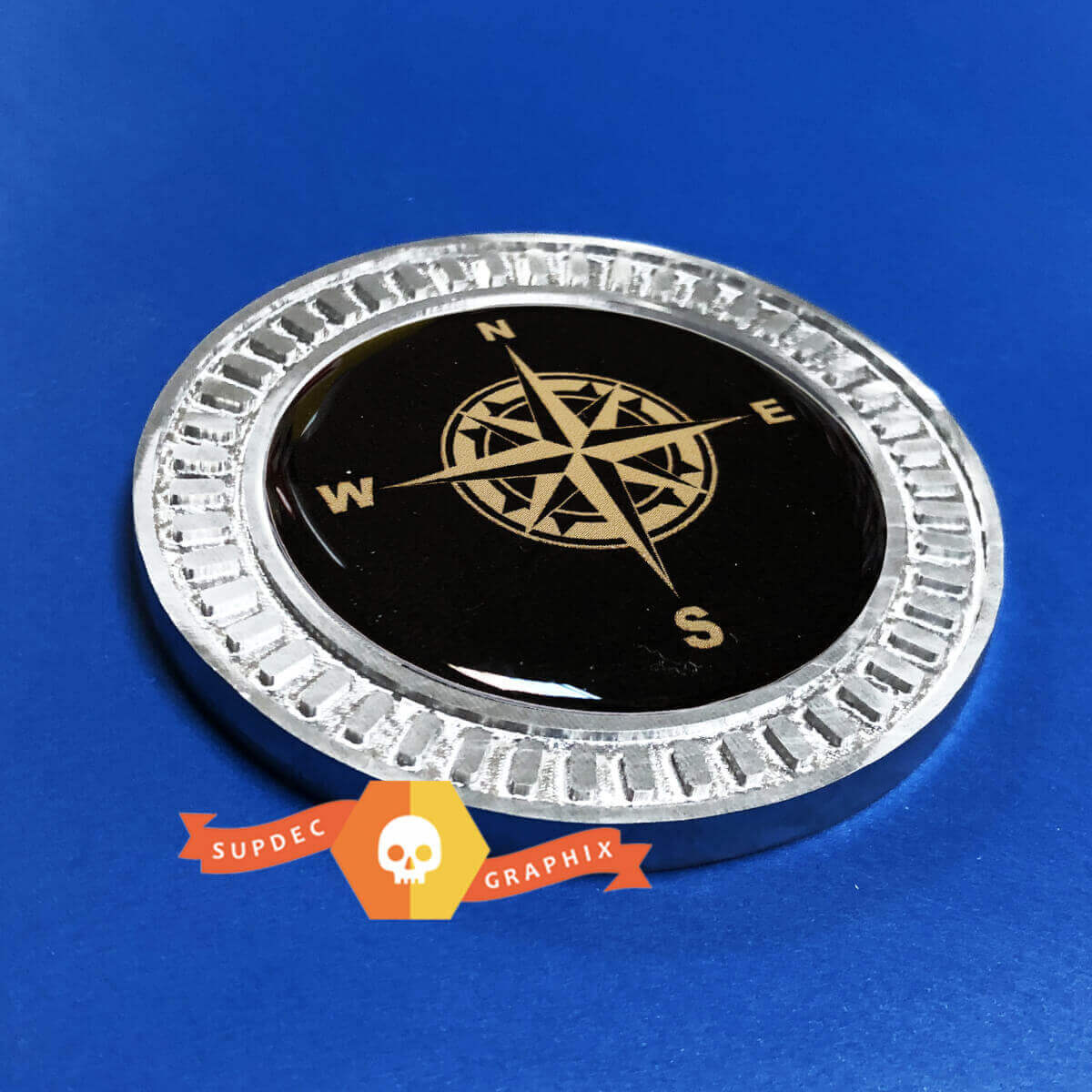 Emblema Laterale Bombato 3D in Alluminio Compass per Jeep Wrangler JL JK YJ TJ