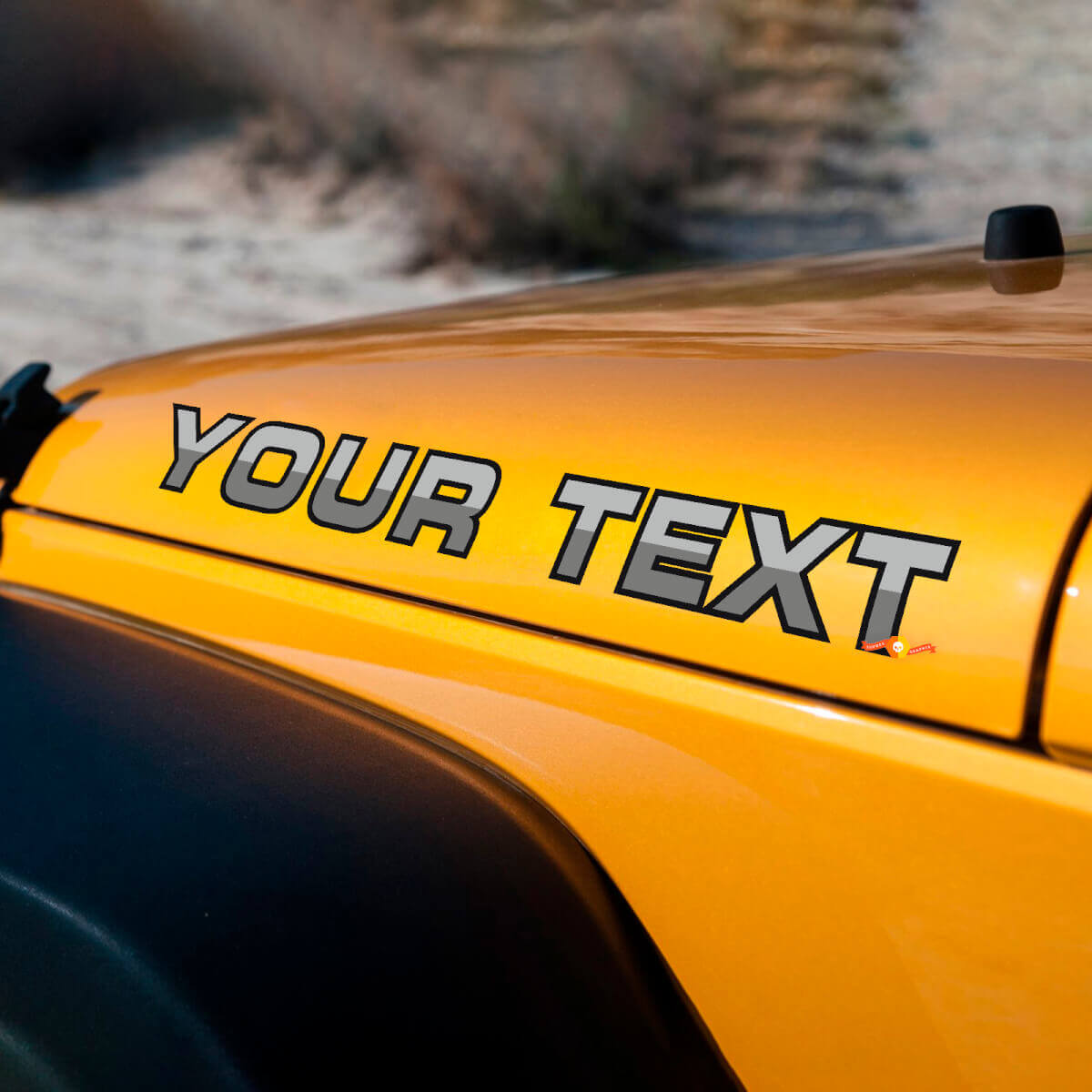 Adesivo in vinile personalizzato bicolore per cofano Jeep Wrangler Rubicon