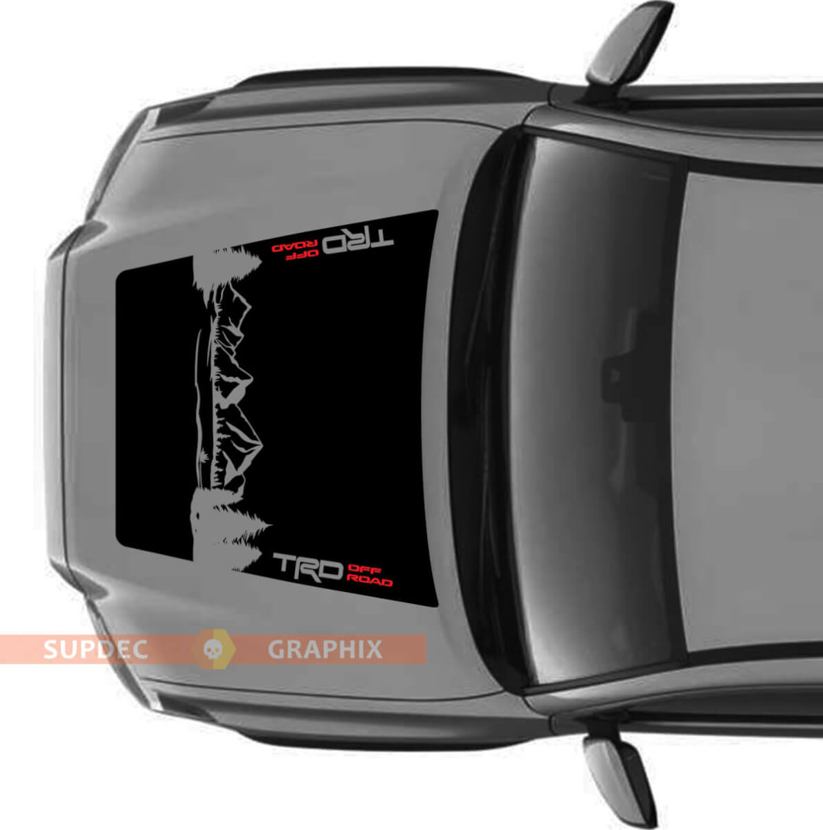 Enorme TRD Off Road NO SCOOP! Decalcomania degli adesivi in ​​vinile del cappuccio della foresta delle montagne adatta ai modelli Toyota Tacoma 2016-2021
