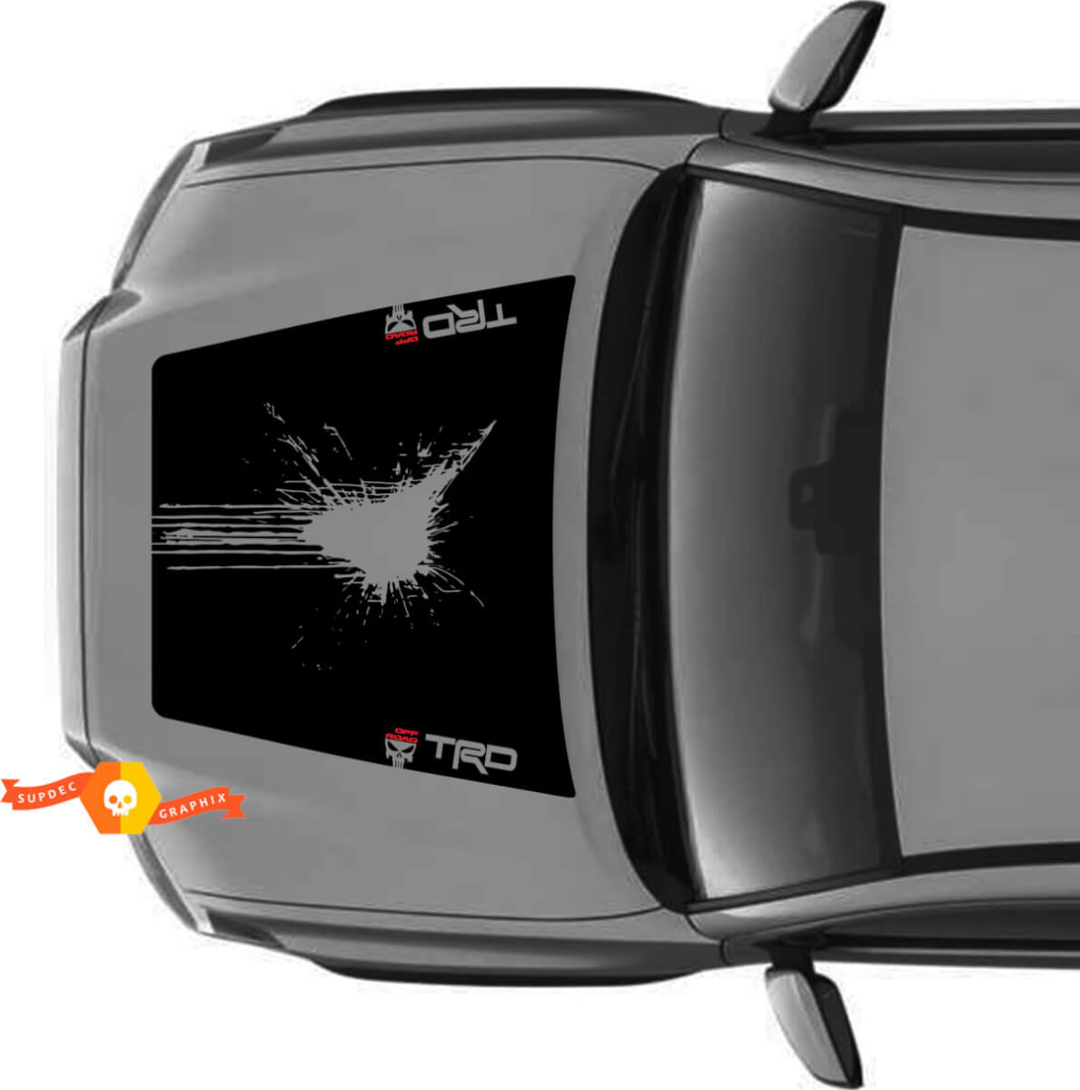 Enorme TRD Off Road NO SCOOP! Decalcomania per adesivi in ​​vinile distrutto Punisher Blood Hood adatta ai modelli Toyota Tacoma 2016 - 2021
