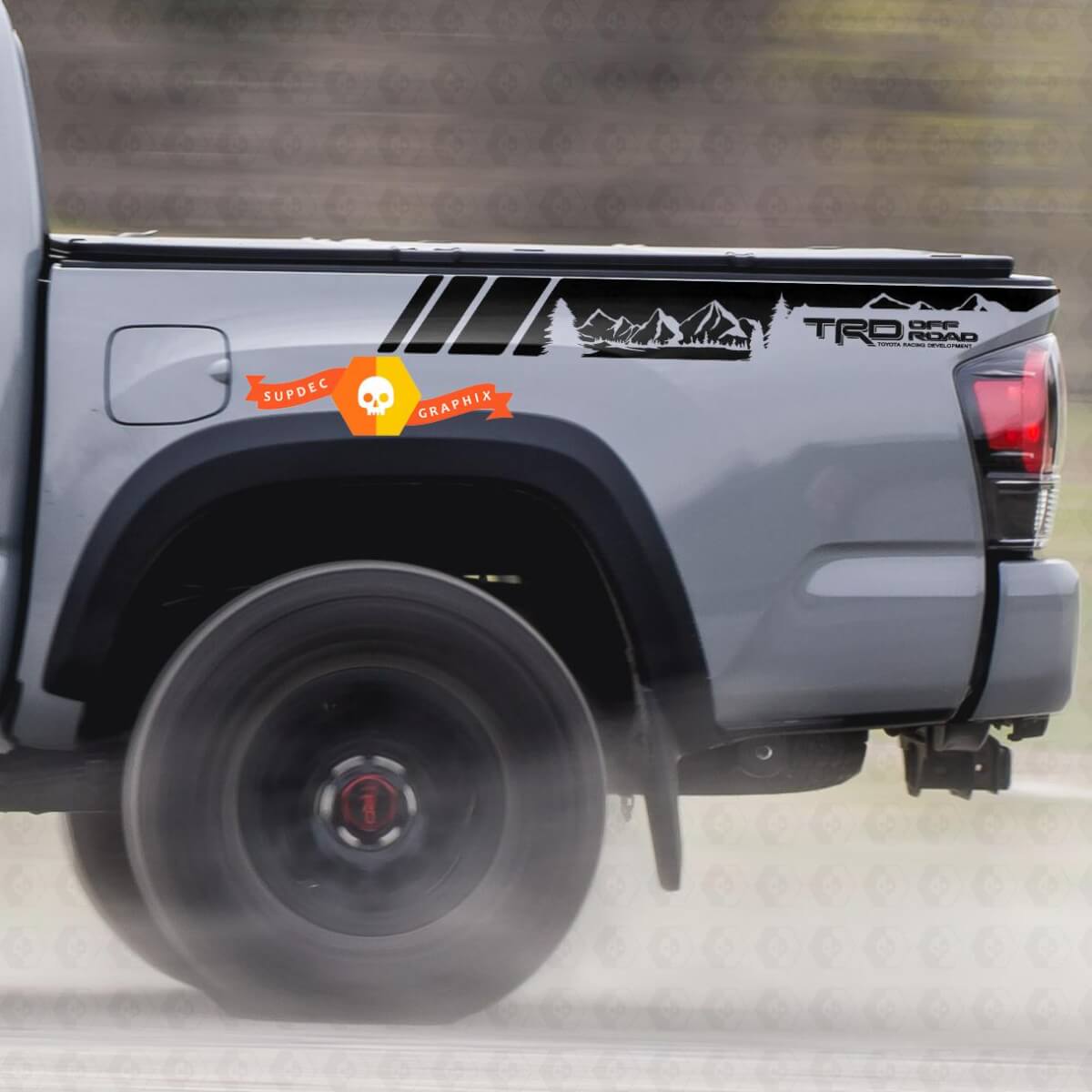 Coppia TRD Sport PRO Off Road Mountains Forest strisce per Tacoma Adesivi laterali in vinile Decal adatta per Toyota Tacoma 2005-2020
