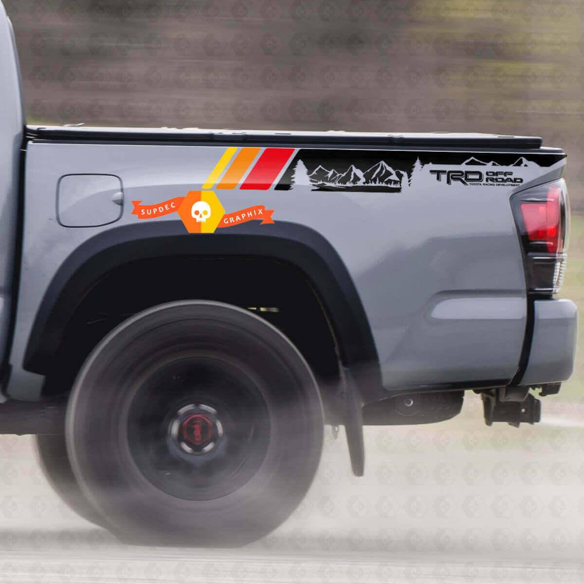 Adesivo in Vinile Stile Vintage TRD Mountains per Fiancata Toyota Tacoma 2005-2020