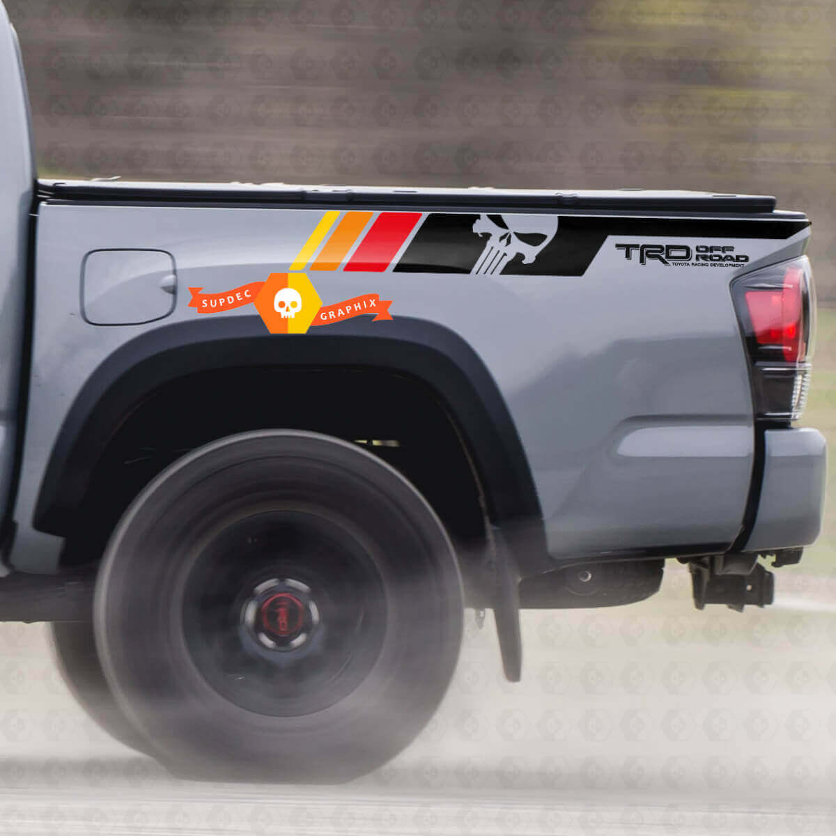 Adesivo in Vinile TRD Punisher Skull da Letto per Toyota Tacoma 2005-2020