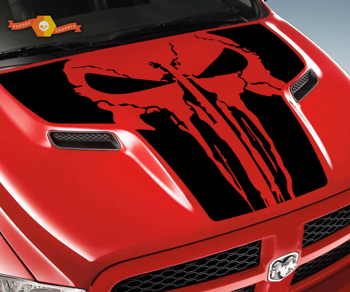 Adesivo in vinile con teschio stile Punisher per Dodge Ram 1500 2500 2010-2018