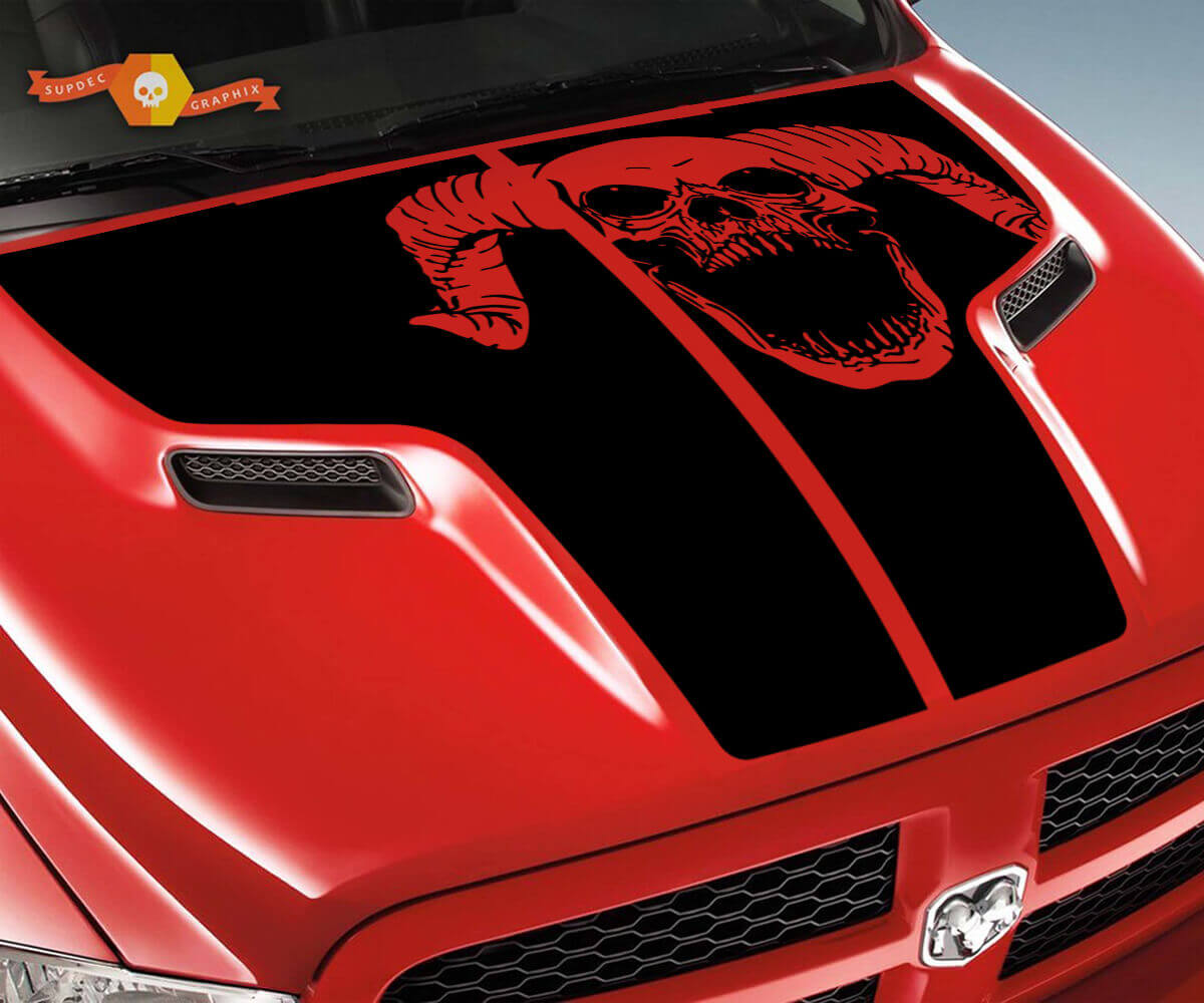 Adesivo Vinil Striscia Grafica Ram Skull Grunge Cofano per Dodge Ram 1500 2500