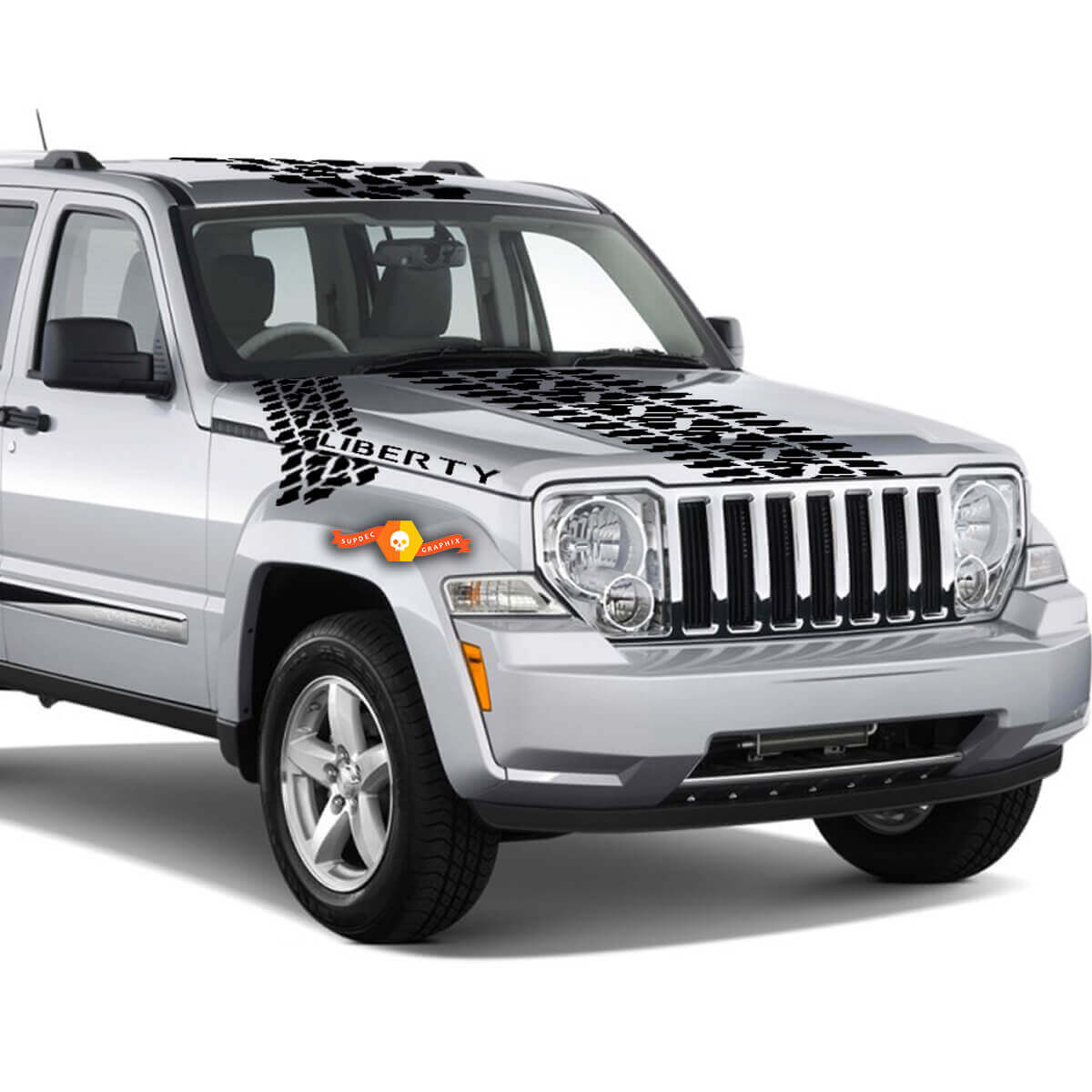 Banda del battistrada del pneumatico Cappuccio Tetto Baule adesivo grafico in vinile per auto decalcomanie adesive per Jeep Liberty
