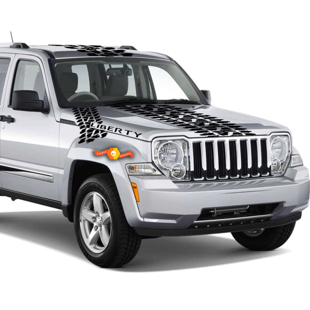 Banda del battistrada del pneumatico Cappuccio Tetto Baule adesivo grafico in vinile per auto decalcomanie adesive per Jeep Liberty
