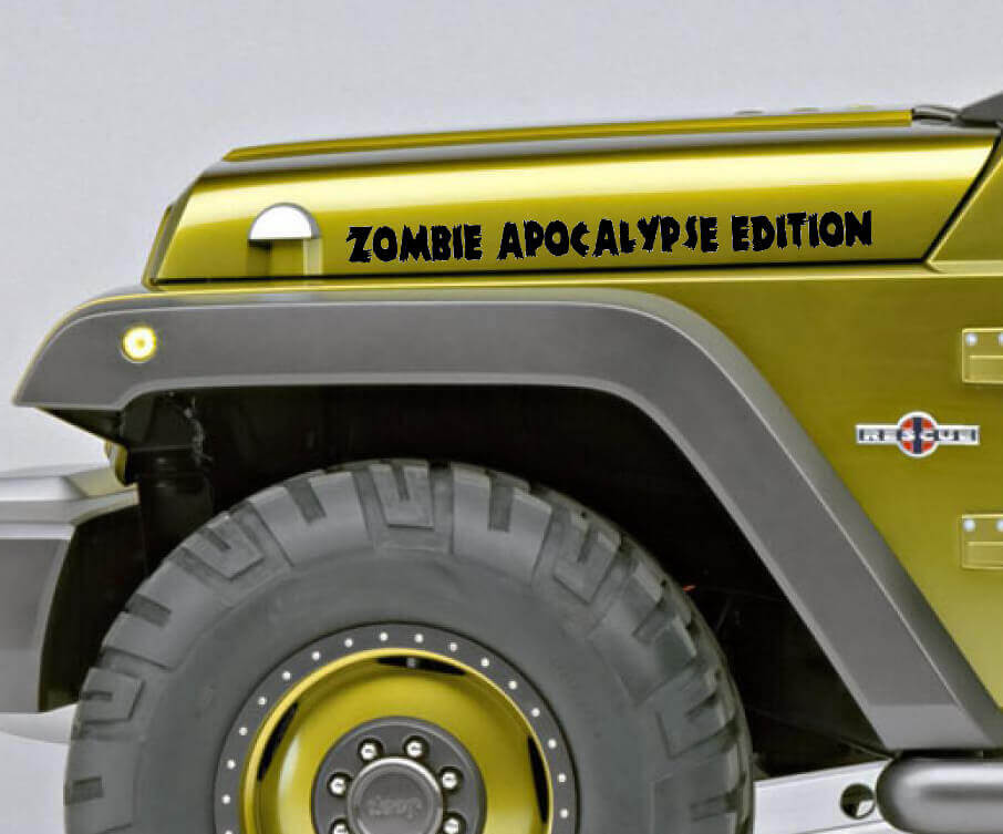 Kit Adesivi in Vinile per Cofano Laterale Edizione Apocalisse Zombie per Jeep Wrangler