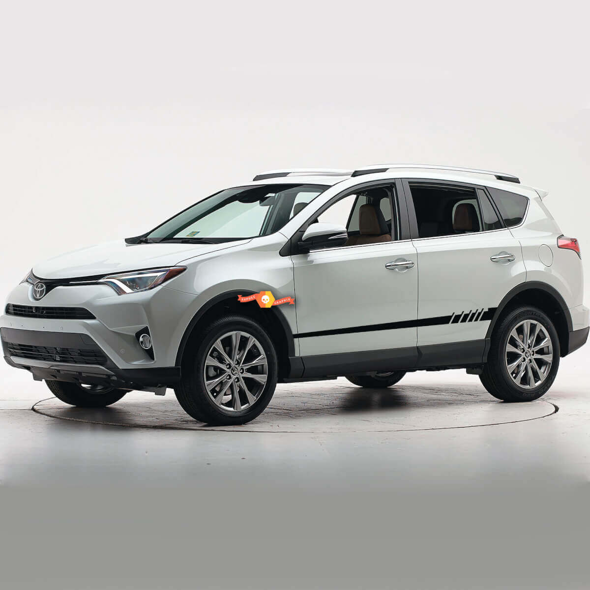 TOYOTA RAV4 2x decalcomanie laterali strisce laterali in vinile adesivo grafico di alta qualità
