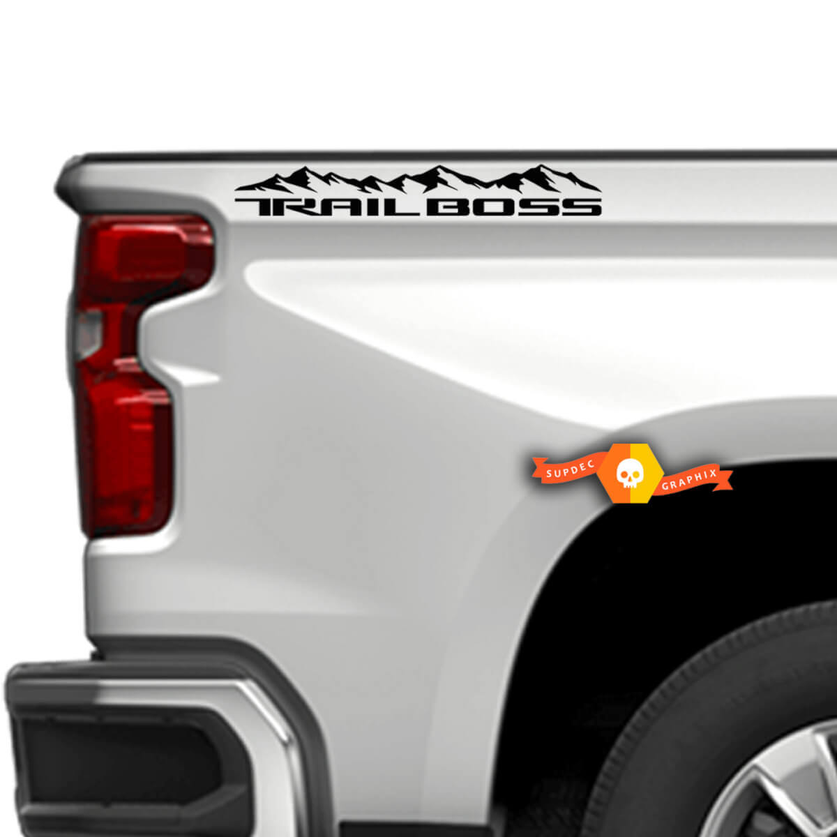 Set di Adesivi in Vinile per Fiancate Cassone Trail Boss Mountain per Chevy Silverado 2019-20