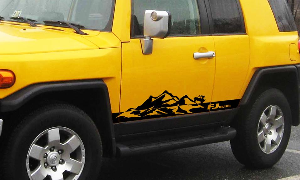 Toyota FJ Cruiser Mountains Side Trim Strisce stroboscopiche Decalcomania in vinile Grafica LOGO