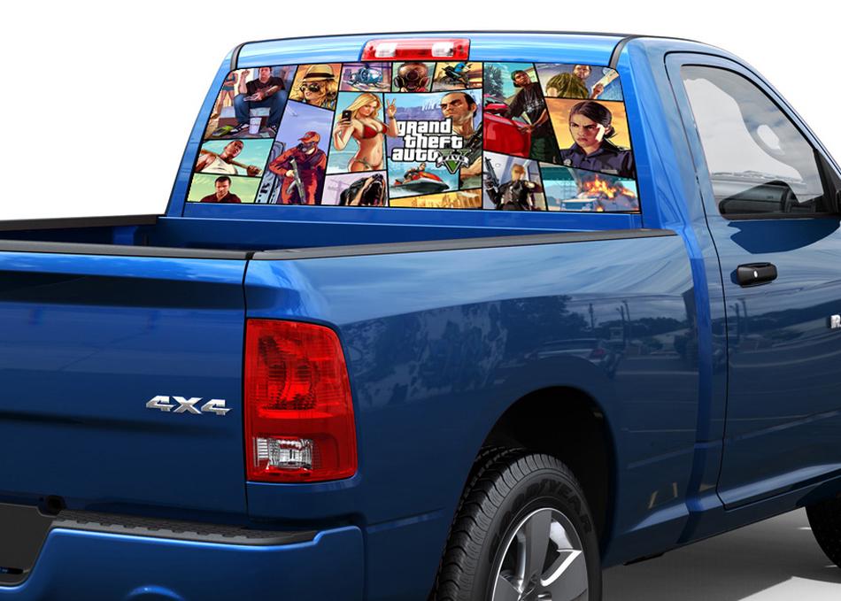 Grand Theft Auto 5 GTA Adesivo per finestrino posteriore Pick-up Truck SUV Car 2