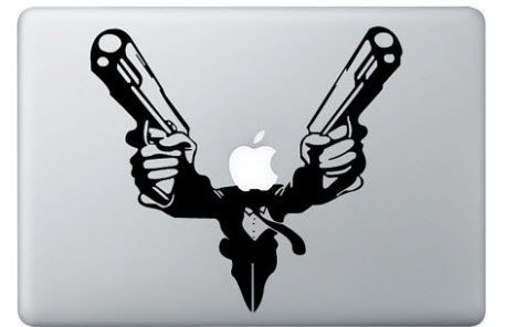 Uomo con due pistole adesivo per decalcomanie MacBook