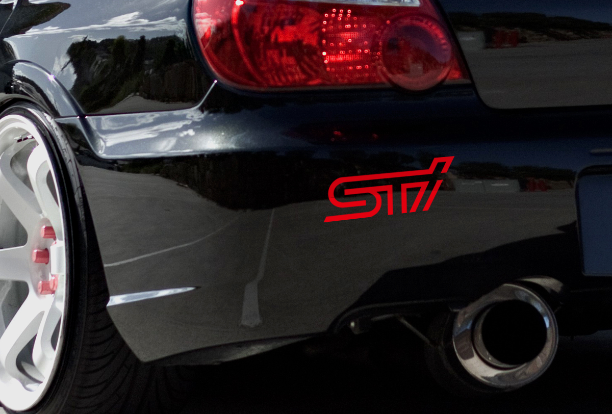 2x STI Subaru Tecnica International Motorsports Racing Vinyl Sticker Decal si adatta a Impreza BRZ WRX Legacy