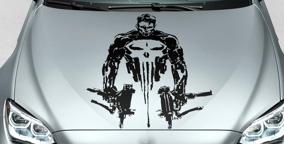 Punisher Skull Man Art Art Blood Hood Side Side Decal Decal Adesile per Auto SUV #1
