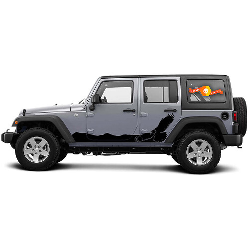 Adesivo in vinile Bald Eagle Mountain Side per Jeep Wrangler