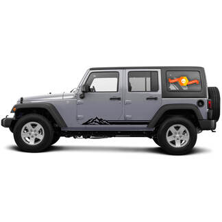 2 Side Jeep Wrangler Lines Mountain Rocker Panel Side Vinyl Decals Graphics Sticker
