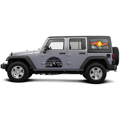 2 porte laterali Jeep Wrangler Mountain Moon Sun Sunrise Decalcomanie in vinile Adesivo grafico
