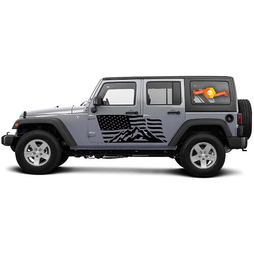 Adesivi in vinile con bandiera USA per fianco montagna per Jeep Wrangler CJ TJ JK JKU JL JLU