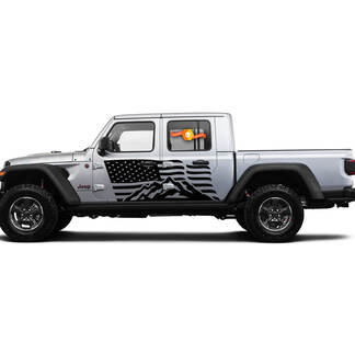 2 Side Jeep Gladiator USA Flag Mountain Door Side Decalcomanie in vinile Adesivo grafico
